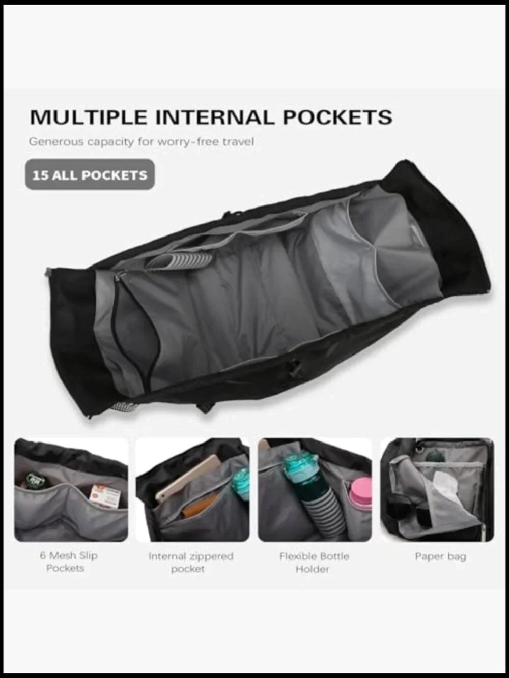 Convertible Backpack Tote 15 Pockets Large Capacity Under Seat Carry-on Work